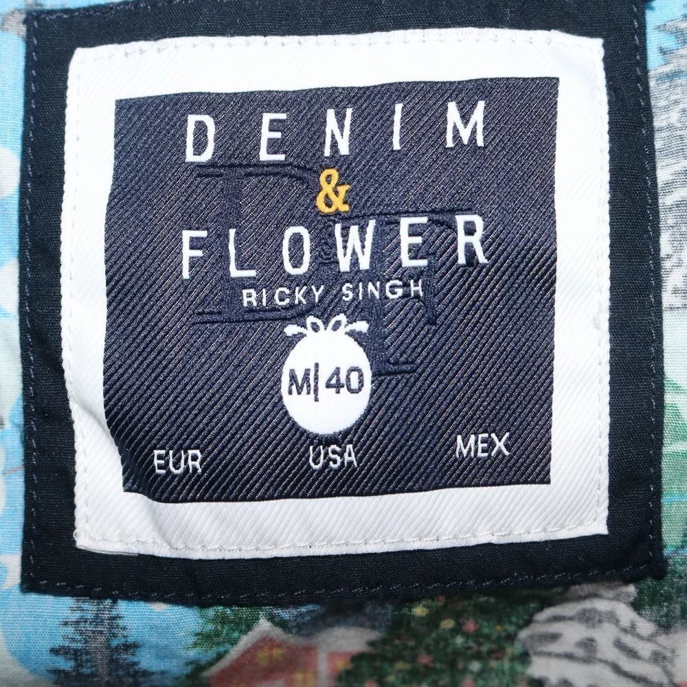 Denim & Flower Ricky Singh mens Christmas Village print zip-up hoodie M 40 - Picture 9 of 9